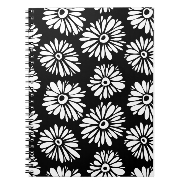 Cuaderno Flores Funky Negra y blanca (Frente)