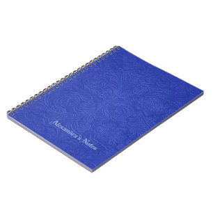 Cuaderno Flores Grabado en relieve azules con aspecto de cu