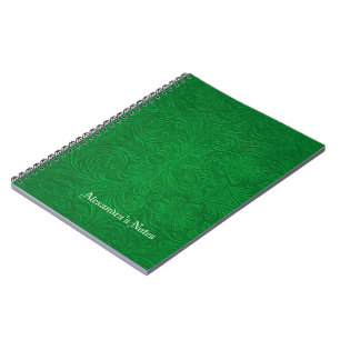 Cuaderno Flores Grabado en relieve verdes con aspecto de cu