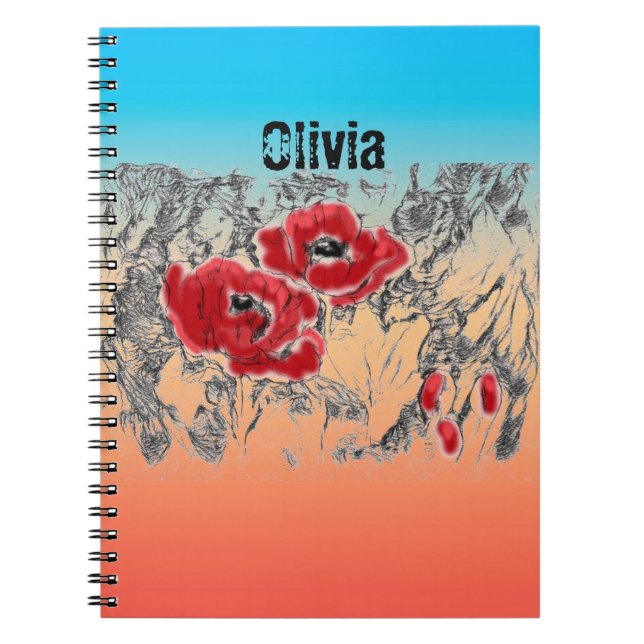 Cuaderno Flores grises negras grises escarpadas espías de g (Frente)
