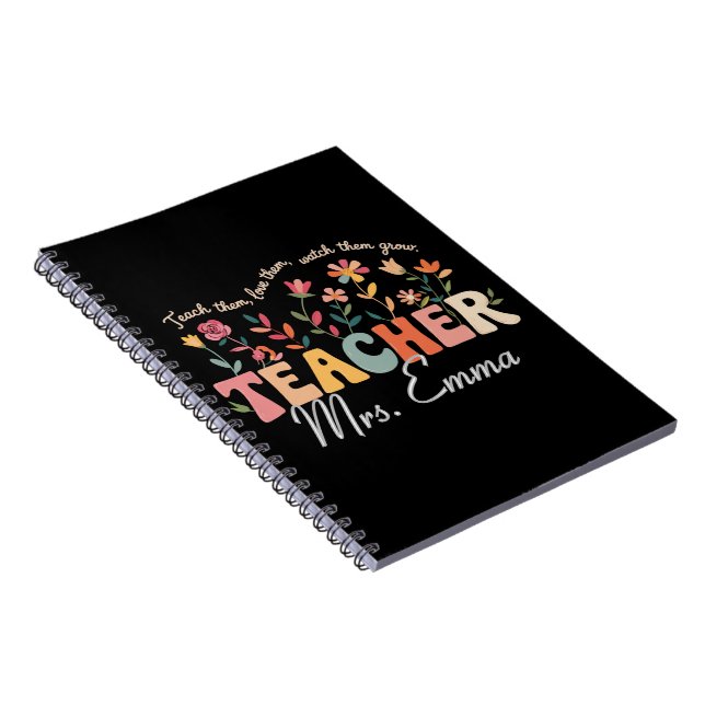 Cuaderno Flores Groovy Personalizadas Regalo Personalizado  (Lado Derecho)