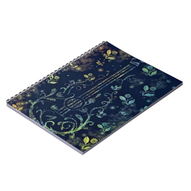 Cuaderno Flores Guitarra Arte - Melodía romántica (Lado Izquierdo)