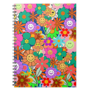 Cuaderno Flores Hippie Retro Groovy Boho