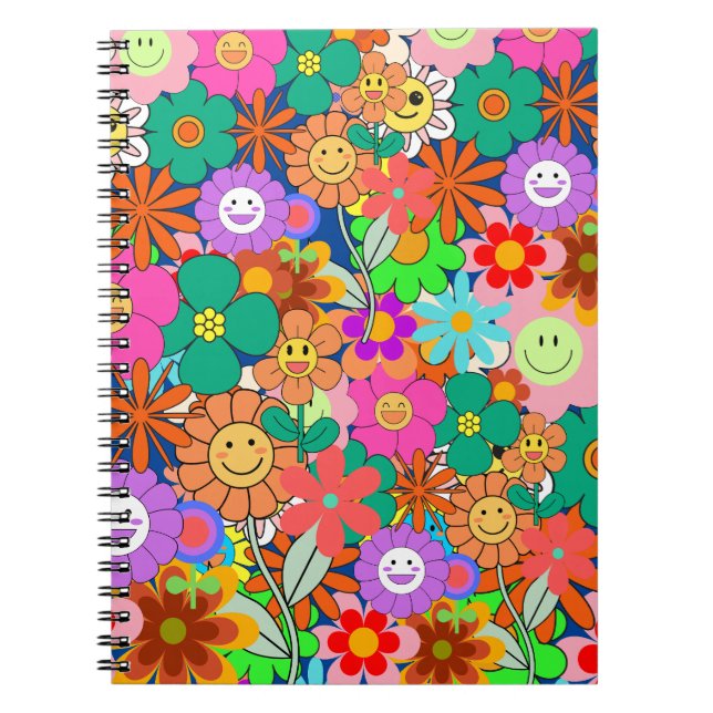 Cuaderno Flores Hippie Retro Groovy Boho (Frente)
