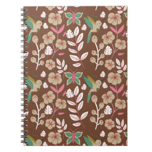 Cuaderno Flores, hojas, mariposa sin costura floral