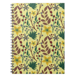 Cuaderno Flores, hojas, ramas sin costura florales