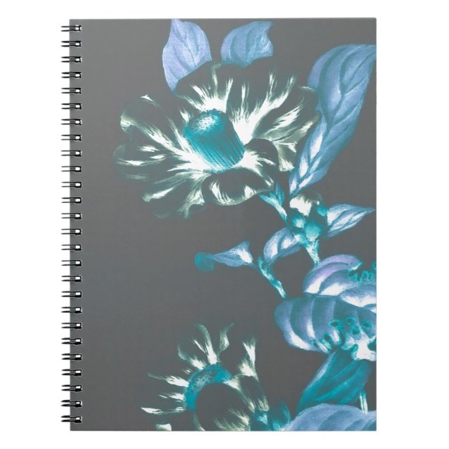 Cuaderno Flores japonesas gris franco Verde azulado (Frente)