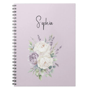 Cuaderno flores Lavanda Purpura Blanco