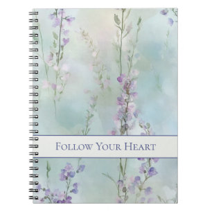 Cuaderno Flores lilas bonitas románticas  