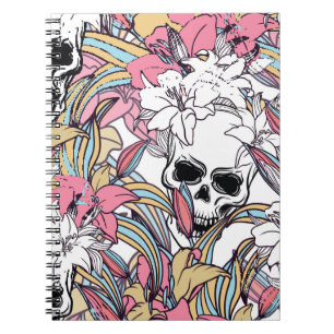 Cuaderno Flores Lily Skulls: Boho Vintage.