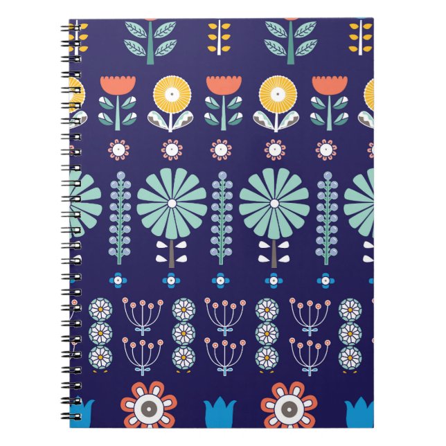 Cuaderno Flores lineales escandinavas, motivo de verano (Frente)