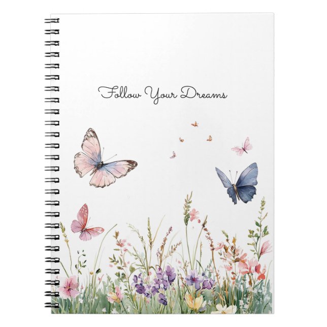 Cuaderno Flores Mariposas Moradas Rosadas Rojas   (Frente)