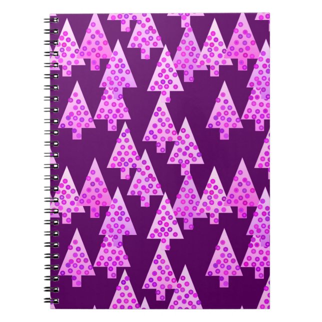 Cuaderno Flores modernas árboles de Navidad - amethyst mora (Frente)