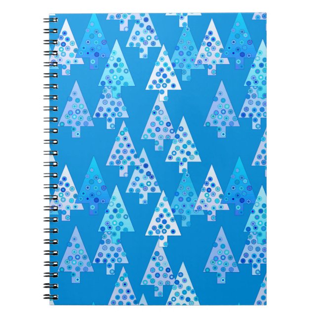 Cuaderno Flores modernas árboles de Navidad - azul ceruleño (Frente)