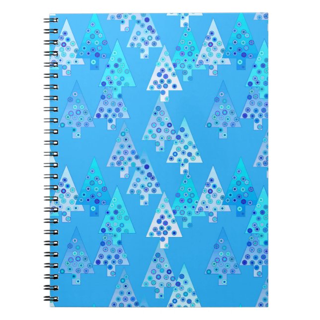 Cuaderno Flores modernas árboles de Navidad - azul cielo (Frente)
