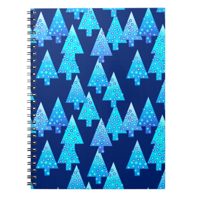 Cuaderno Flores modernas árboles de Navidad - azul cobalto (Frente)