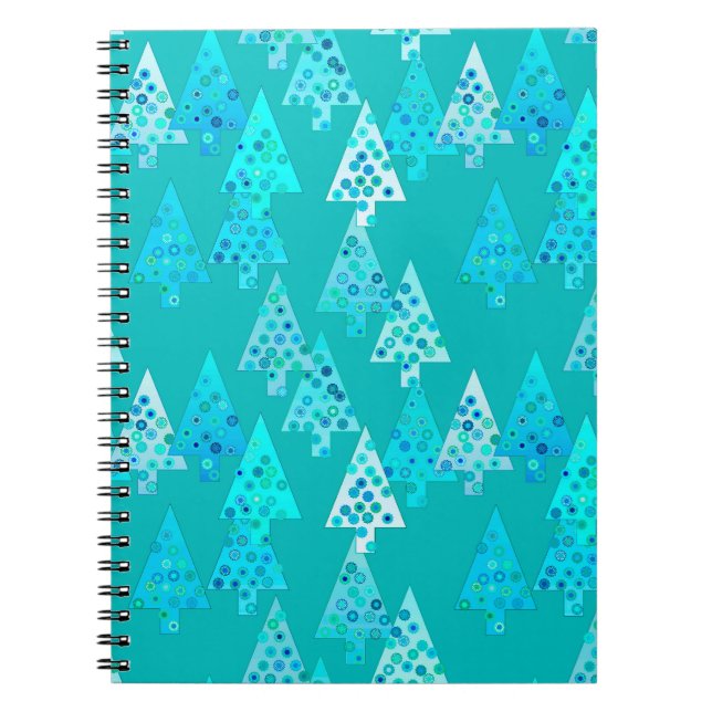 Cuaderno Flores modernas árboles de Navidad - turquesa (Frente)