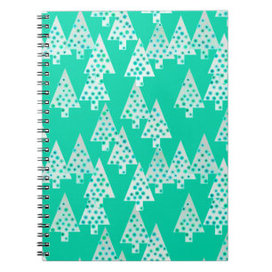 Cuaderno Flores modernas árboles de Navidad - verde marino