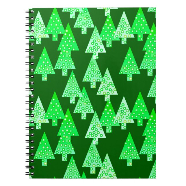 Cuaderno Flores modernas árboles de Navidad - verde pino (Frente)