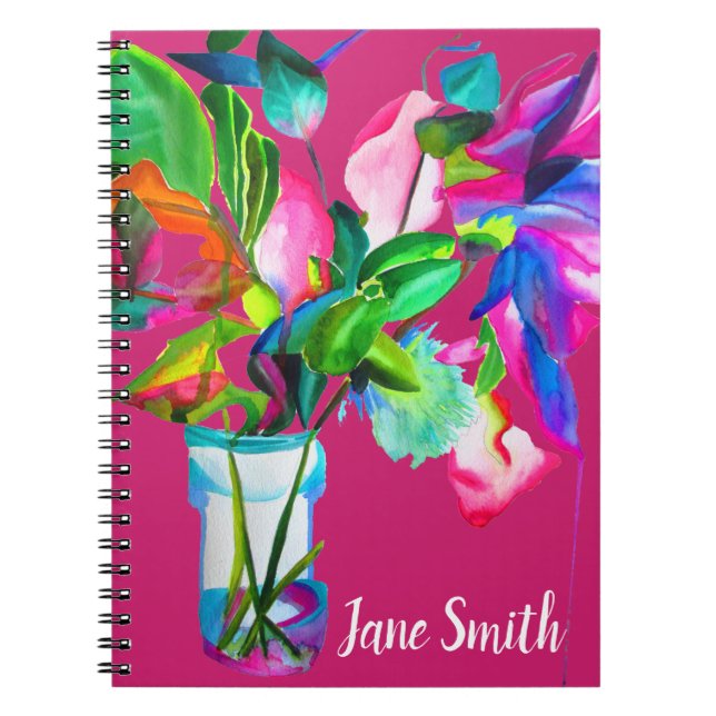 Cuaderno Flores modernas de acuarela floral (Frente)