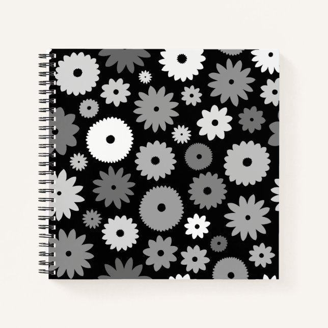 Cuaderno Flores monocromas gran patrón (Anverso)