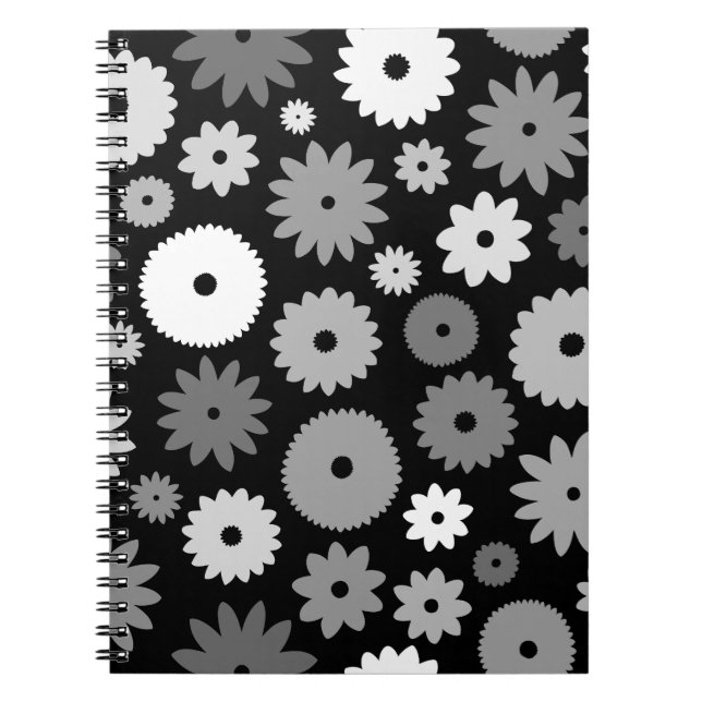 Cuaderno Flores monocromas gran patrón (Frente)