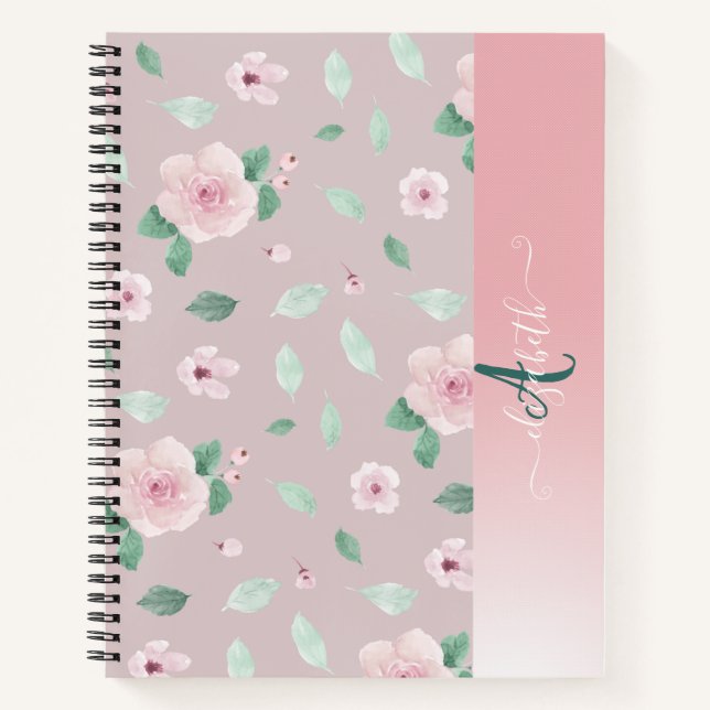 Cuaderno Flores Monograma Acuarela Chic  (Anverso)