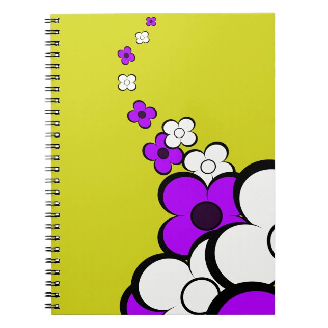 Cuaderno Flores moradas amarillas blancas (Frente)
