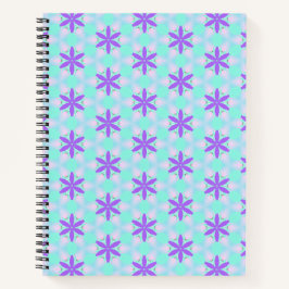 Cuaderno Flores moradas con mantas acuamarinas y rosadas