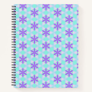 Cuaderno Flores moradas con mantas acuamarinas y rosadas