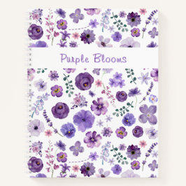 Cuaderno Flores moradas - Elegante patrón floral de jardín