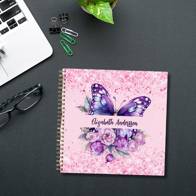 Cuaderno Flores moradas rosadas de mariposa (Subido por el creador)