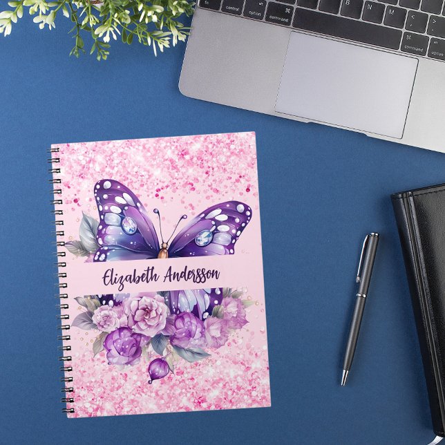 Cuaderno Flores moradas rosadas de mariposa (Subido por el creador)