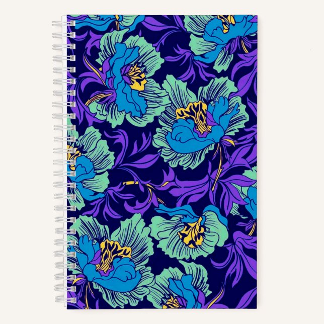 Cuaderno Flores moradas y azules William Morris (Anverso)