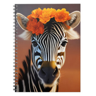 Cuaderno Flores Naranjas de cebra delgadas