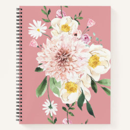 Cuaderno Flores naranjas florales Bloc de notas espiral