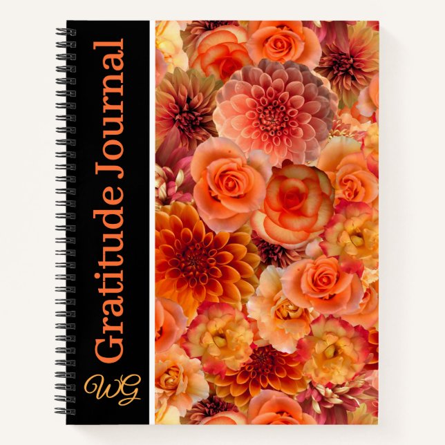 Cuaderno Flores Naranjas personalizadas de Gratitude Journa (Anverso)