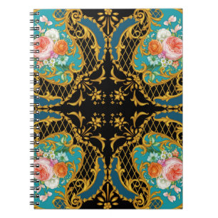 Cuaderno Flores Naranjas rosas: composición cuadrada