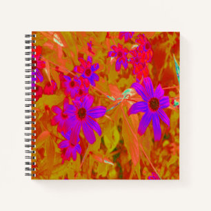 Cuaderno Flores naturales coloridas ultravioletas, magenta