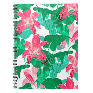 Cuaderno flores naturales y hojas de colorido y sin costura