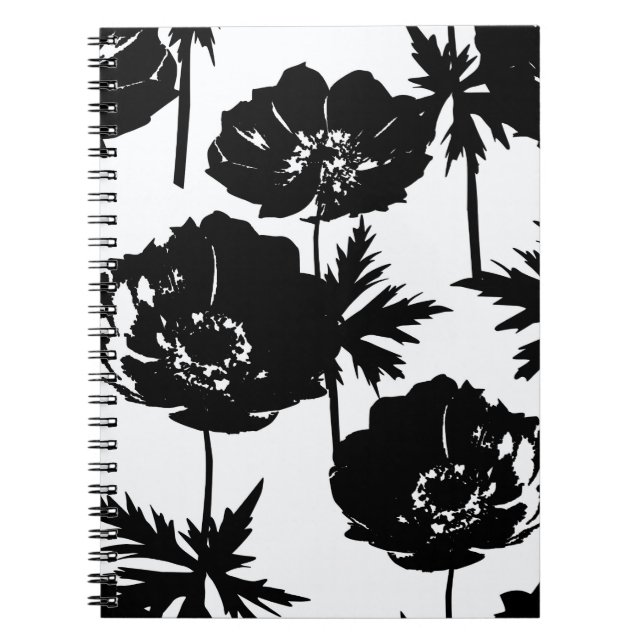 Cuaderno Flores negras, blancas, monocromas (Frente)