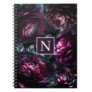 Cuaderno Flores Negras Encantadas Jardín Floral Audaz Malhu