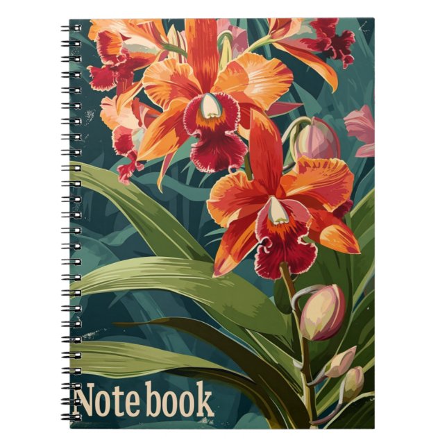 Cuaderno Flores orquídeas Bloc de notas de época (Frente)