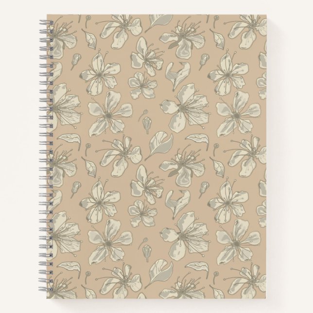 Cuaderno Flores osciladas en beige claro - patrón sin fisur (Anverso)
