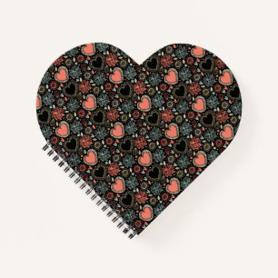 Cuaderno Flores oscuras en flor deslumbrante: patrón floral