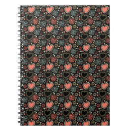 Cuaderno Flores oscuras en flor deslumbrante: patrón floral