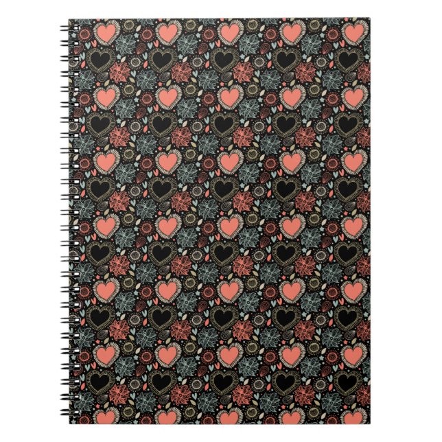 Cuaderno Flores oscuras en flor deslumbrante: patrón floral (Frente)