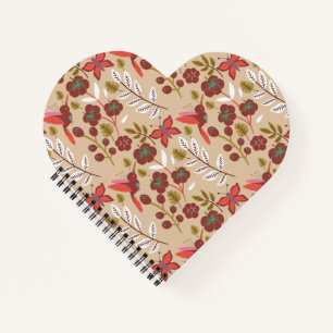 Cuaderno Flores, pájaros, mariposa, sin costuras florales
