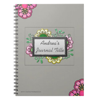 Cuaderno Flores pasteles en gris suave y cálido (personaliz