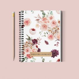 Cuaderno Flores pasteles modernas y regalo personalizado de